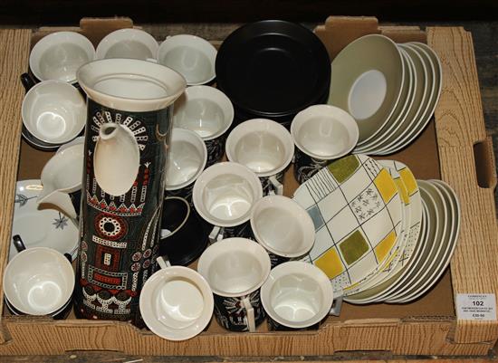 Portmeirion coffee set and 1950s Midwinter coffee wares